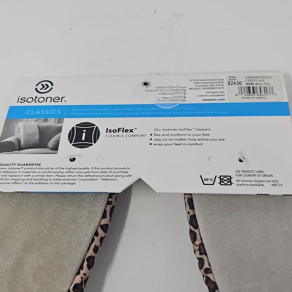 NWT Isotoner Womens Leopard Cheetah Print Ballet Slippers Medium 6.5-7.5 IsoFlex - Picture 4 of 4
